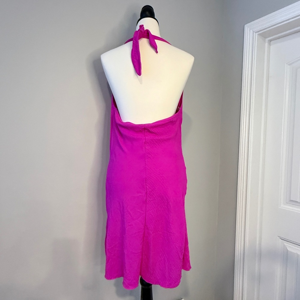 See You Monday Los Angeles Dress Womens L Pink Halter Cowl Neck Sleeveless Party - Picture 2 of 9